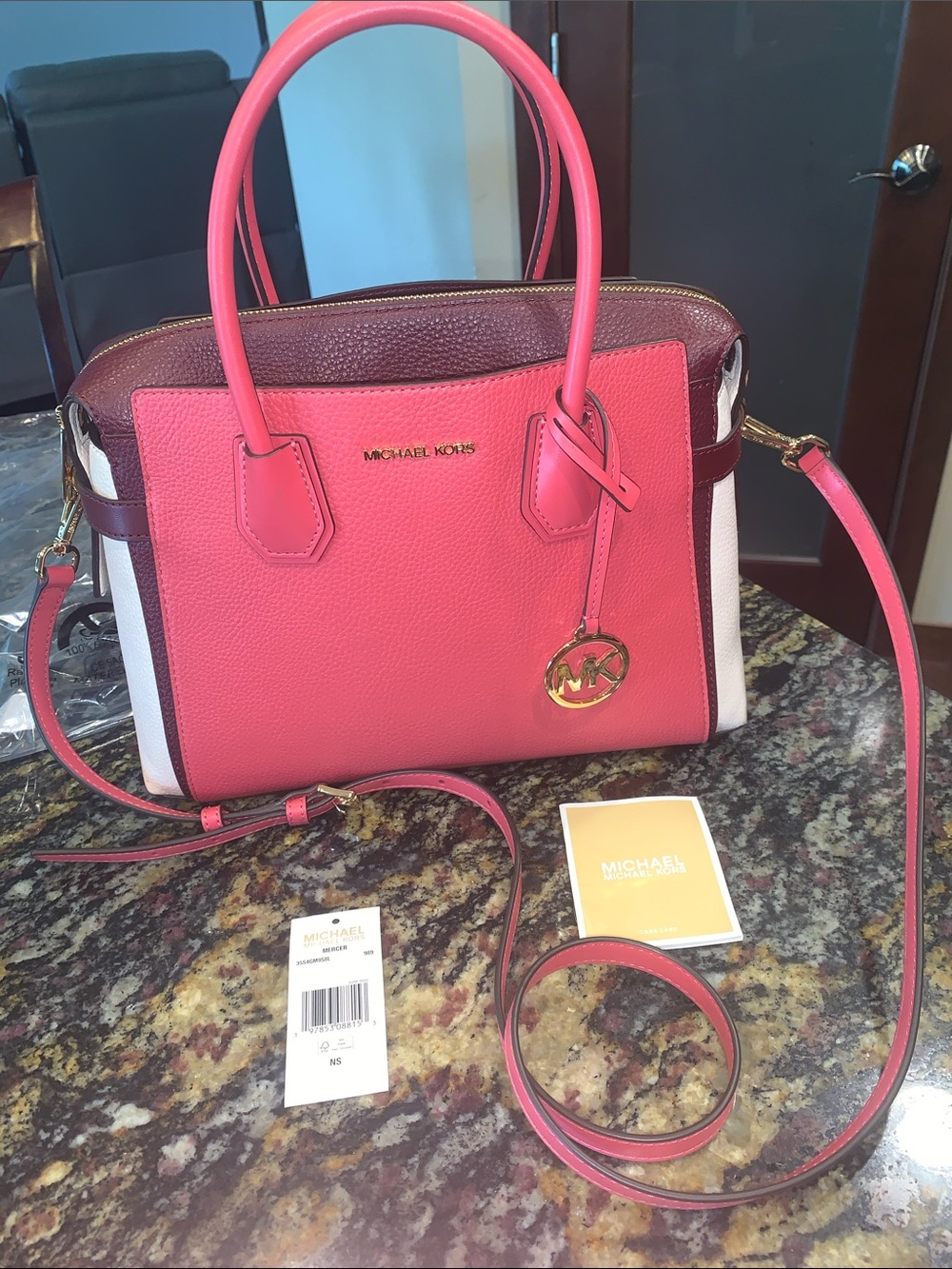 Michael Kors Mercer Sorbet Pebbled Leather Satchel
